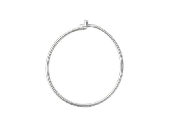 Sterling Silver Plain Hoop Earring Finding, 15mm (1 pair)