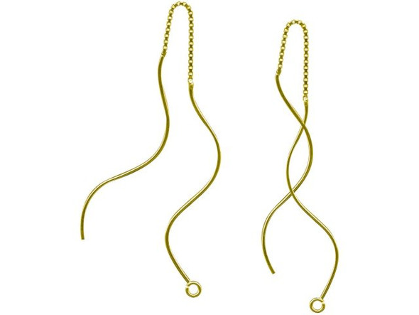 Vermeil Ear Thread, 4", Wavy Bars (pair)