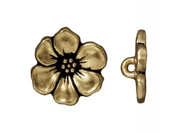 TierraCast Apple Blossom Button - Antiqued Brass Plated (each)