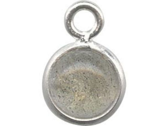 Labradorite/ Sterling Silver Charm, Round Cabochon (12 Pieces)