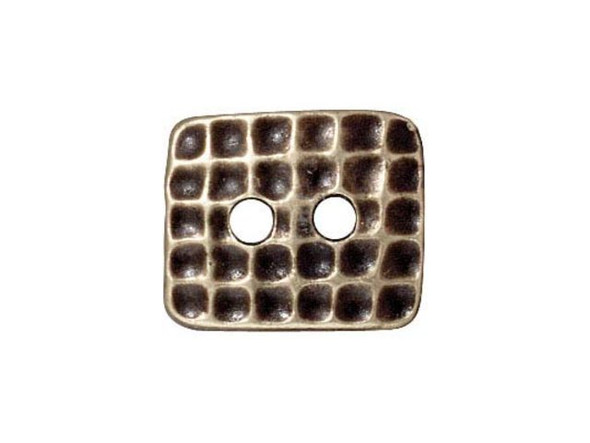 TierraCast Britannia Pewter Rectangle Button - Antiqued Brass Plated (Each)