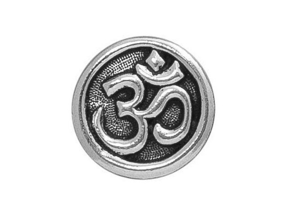 TierraCast Britannia Pewter Om Button - Antiqued Silver Plated (Each)