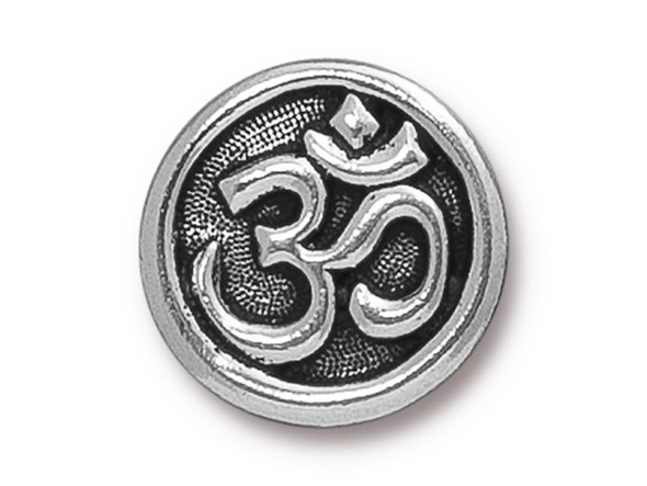 TierraCast Britannia Pewter Om Button - Antiqued Silver Plated (Each)