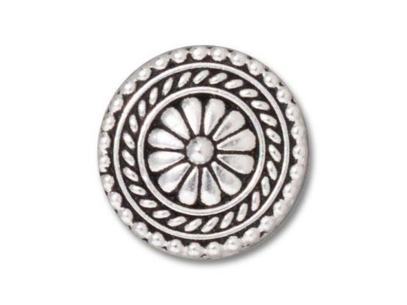 TierraCast Britannia Pewter Large Bali Button - Antiqued Silver Plated (Each)