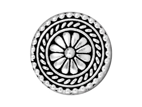 TierraCast Britannia Pewter Large Bali Button - Antiqued Silver Plated (Each)