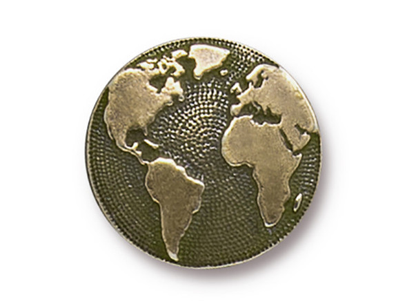 TierraCast Britannia Pewter Earth Button - Antiqued Brass Plated (Each)