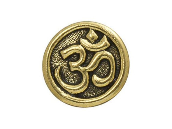 TierraCast Britannia Pewter Om Button - Antiqued Gold Plated (Each)