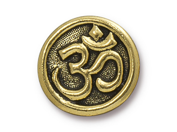 TierraCast Britannia Pewter Om Button - Antiqued Gold Plated (Each)