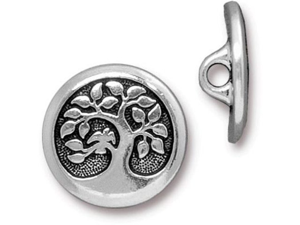 TierraCast Bird in a Tree Button - Antiqued Silver Plated (Each)