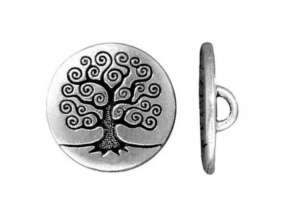 TierraCast Tree of Life Button - Antiqued Silver Plated (Each)