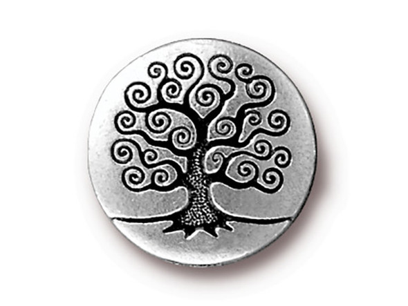 TierraCast Tree of Life Button - Antiqued Silver Plated (Each)
