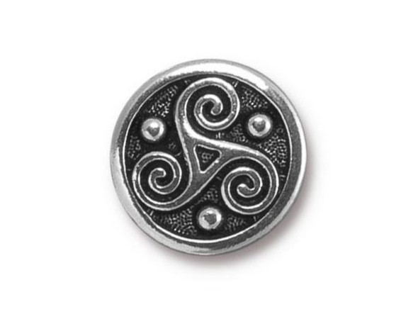 TierraCast Britannia Pewter Triskele Button - Antiqued Silver Plated (Each)