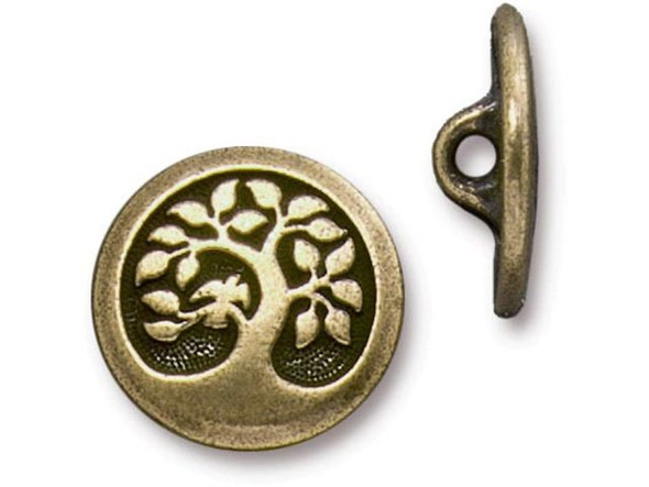 TierraCast Bird in a Tree Button - Antiqued Brass Plated (Each)