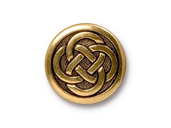 TierraCast Britannia Pewter Celtic Knot Button - Antiqued Gold Plated (Each)
