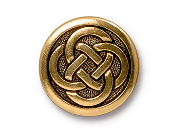 TierraCast Britannia Pewter Celtic Knot Button - Antiqued Gold Plated (Each)