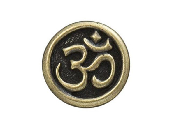 TierraCast Britannia Pewter Om Button - Antiqued Brass Plated (Each)