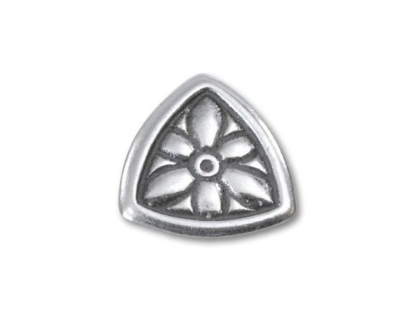 JBB Findings Antiqued Silver Plated Triangle Button, Flower (Each)