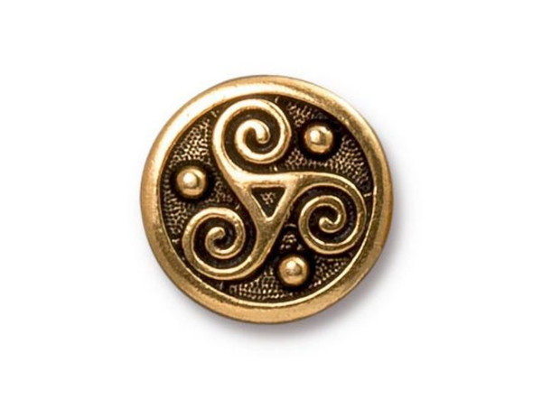 TierraCast 16mm Triskele Button - Antiqued Gold Plated (Each)