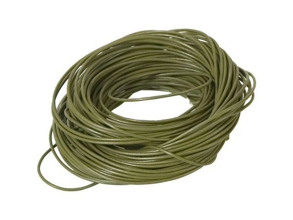 Greek Leather Cord, 1.5mm, 20 Meter - Olive (Each)