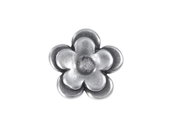 JBB Findings Antiqued Silver Plated Button, Flower (Each)