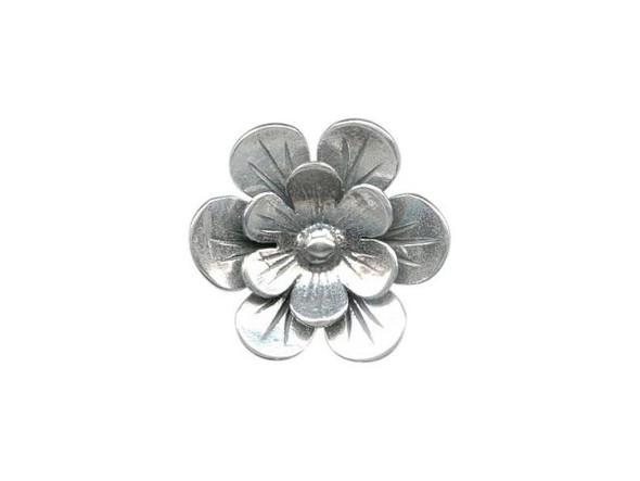 Sterling Silver Button, Cast, Flower (Each)