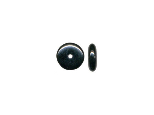 Czech Glass Bead, Disk, 6mm - Black (Strand)