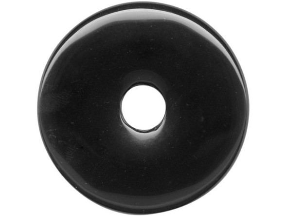 Black Onyx Gemstone Donut, 40mm (Each)