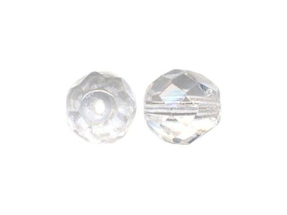 10mm Round Fire-Polish Czech Glass Bead - Crystal (Strand)