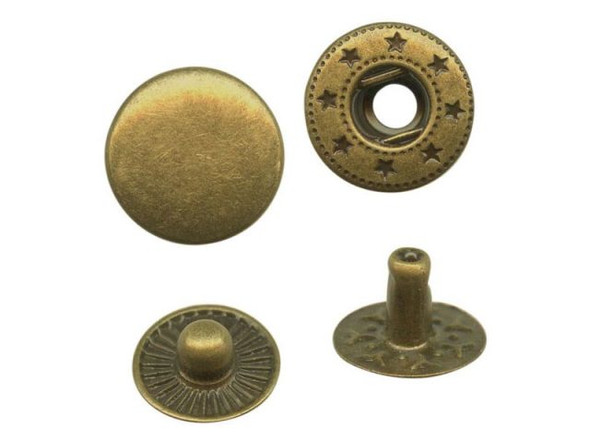 Antiqued Brass Snap Set, Small (10 Pieces)