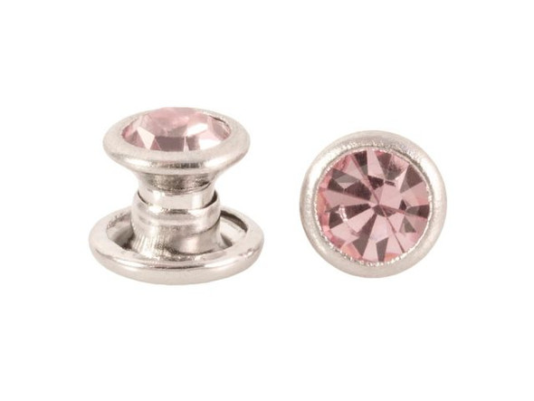 ImpressArt Pink Tourmaline/ Silver Plated Crystal Rivet (pack)