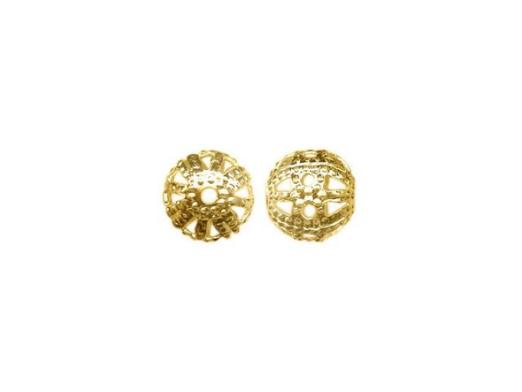 Gold Plated Beads, Filigree, 6mm Round (gross)