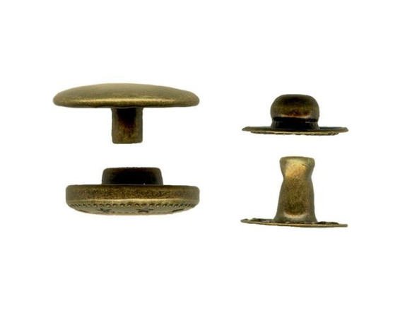 Antiqued Brass Snap Set, Large (10 Pieces)