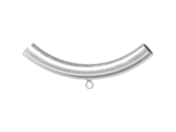Sterling Silver Curved Tube, 5.1x38mm with 1 Loop (Each)