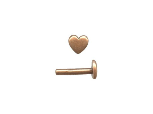 JBB Findings Antiqued Copper Plated Rivet, Heart (10 Pieces)