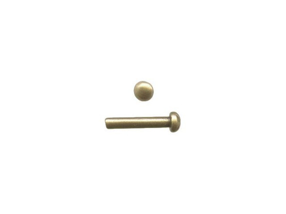 Vintaj Natural Brass, 1/8 Inch Nail Head Rivets for Leather (20 Pieces) 