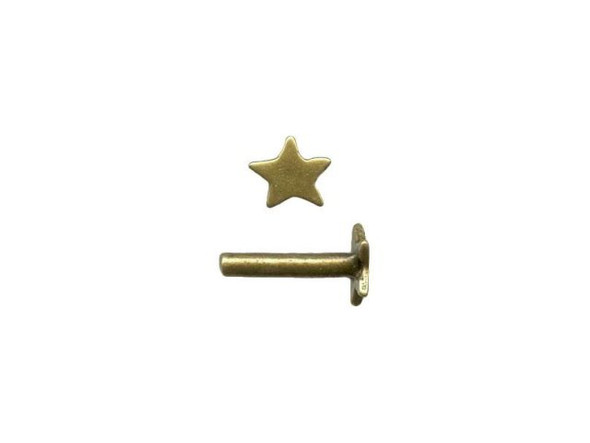 JBB Findings Antiqued Brass Plated 1.5x7.5mm Rivet, Star (10 Pieces)