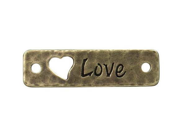 TierraCast Antiqued Brass Plated Love Jewelry Link (Each)
