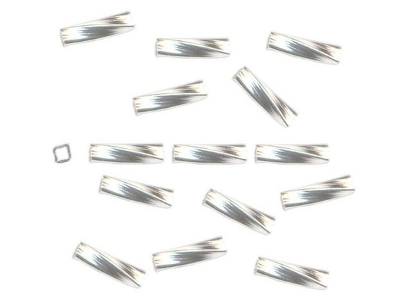 Silver Plated Metal Beads, Liquid Silver, Twist (ounce)