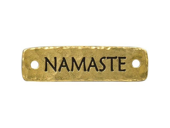 TierraCast Antiqued Gold Plated Namaste Jewelry Link (Each)