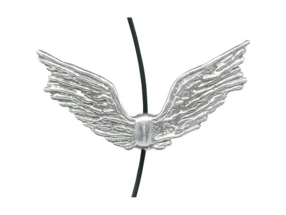 Sterling Silver Bead, Angel Wing, 28mm (Each)