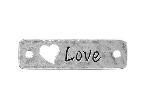 TierraCast Antiqued Silver Plated Love Jewelry Link (Each)