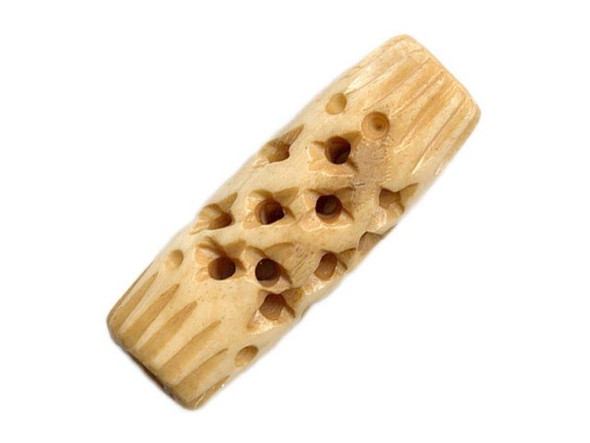 Antiqued Bone Beads, Oval Tube (10 pieces))