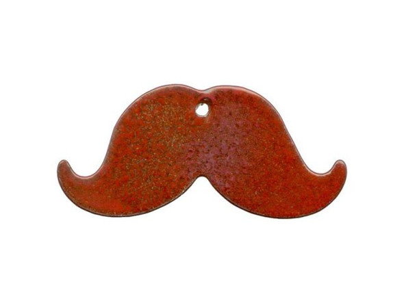 C-Koop Beads Glass Enameled Copper Charm, Mustache - Red (Each)