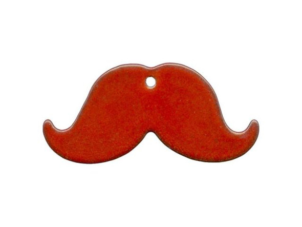 C-Koop Beads Glass Enameled Copper Charm, Mustache - Red (Each)