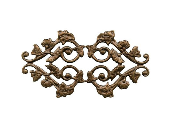 Vintaj Natural Brass Filigree, Deco Vines, 31x59mm (pair)