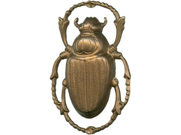 Vintaj Natural Brass Pendant, Scarab, 32x20mm (Each)