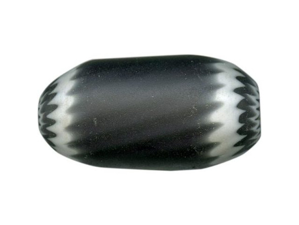 Glass Bead, Chevron, Giant, Black/White (Each)