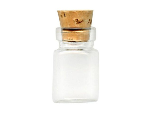 Bottle Charm, Glass Jar, 18x11mm (12 Pieces)