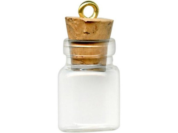 Bottle Charm, Glass Jar, 18x11mm (12 Pieces)
