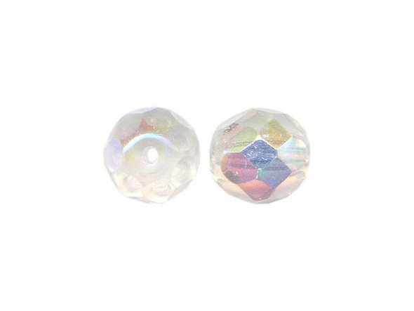 8mm Round Fire-Polish Czech Glass Bead - Crystal AB (100 Pieces)